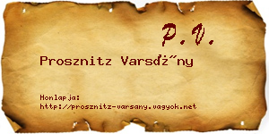 Prosznitz Varsány névjegykártya